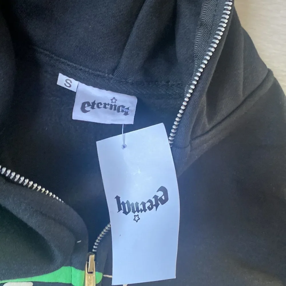 Eternal Mens Hoodie‎ Zip Up Black/green/white. Nwt